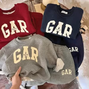 Children's New Autumn and Winter Round Neck Hoodie Casual Suit Men's and Women's Baby Fashion Winter Long Sleeve Two-piece Set
